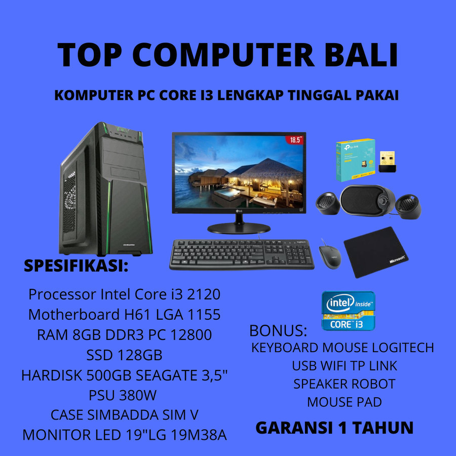 Komputer Rakitan PC Core i3 RAM 8GB Lengkap tinggal pakai