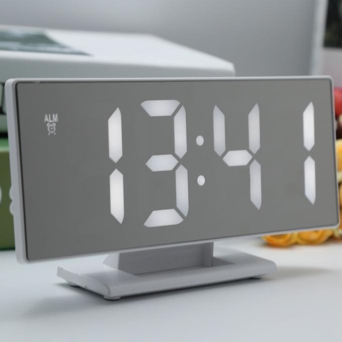 

Jam Meja Digital Led Weker / Digital Alarm Clock Mirror DS-3618L White BS88