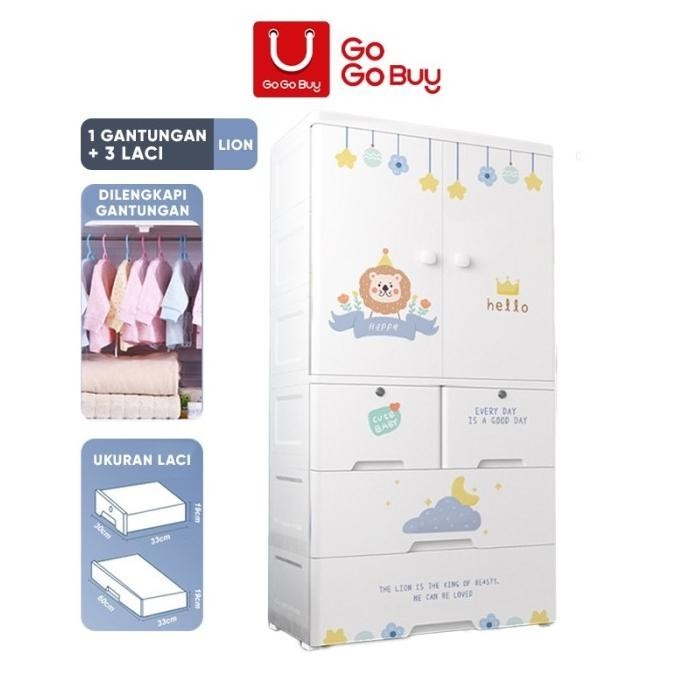 GoGoBuy Lemari Plastik Anak / C86/C89 Lemari Baju Bayi / Laci Susun