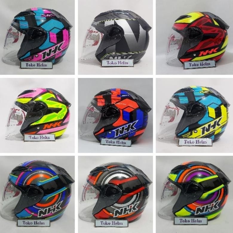Helm NHK half face NHK R6 motif warna metalic/glossy STARCO/CUBE/RALLY/WAVE/PATROL/PIXEL/XION