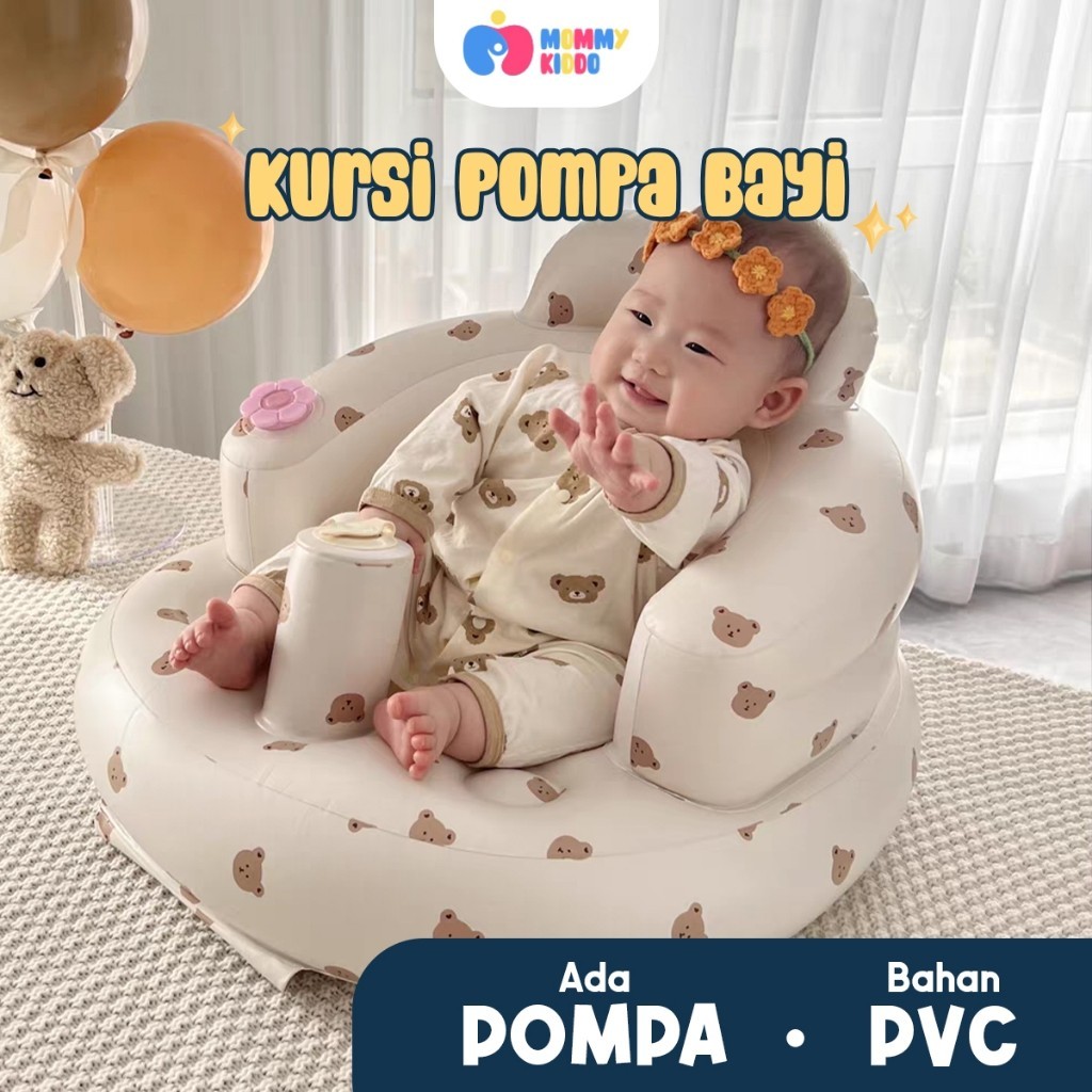 Mommykiddo Kursi Sofa Duduk Bayi Kursi Pompa Bayi Kursi Balon Bayi Motif Beruang Ada Musik