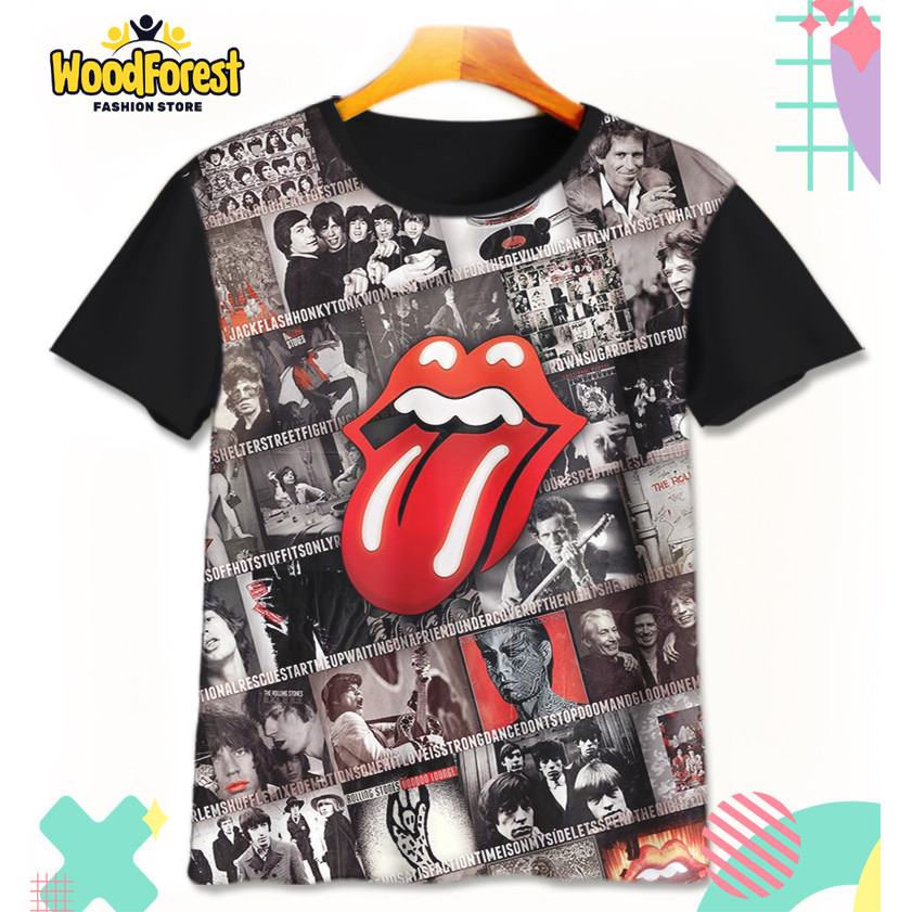 Kaos Anak The Rolling Stones v5 Baju Anak Musik Band The Rolling Stones 3D Printing Untuk Umur 1-12 