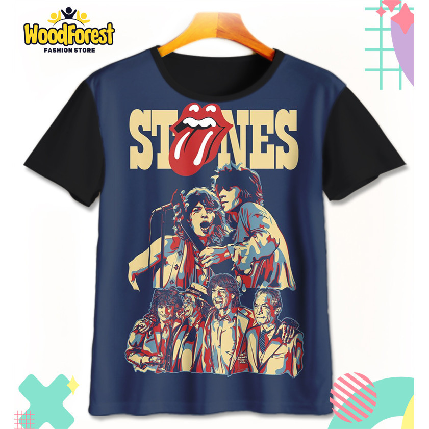 Kaos Anak The Rolling Stones v2 Baju Anak Musik Band The Rolling Stones 3D Printing Untuk Umur 1-12 