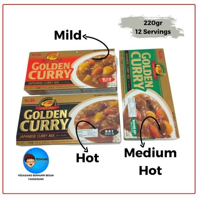

NEW PRODUK S&B GOLDEN CURRY MILD HOT MEDIUM HOT 220GR / KARI JEPANG IMPORT 220 GR !!!!!