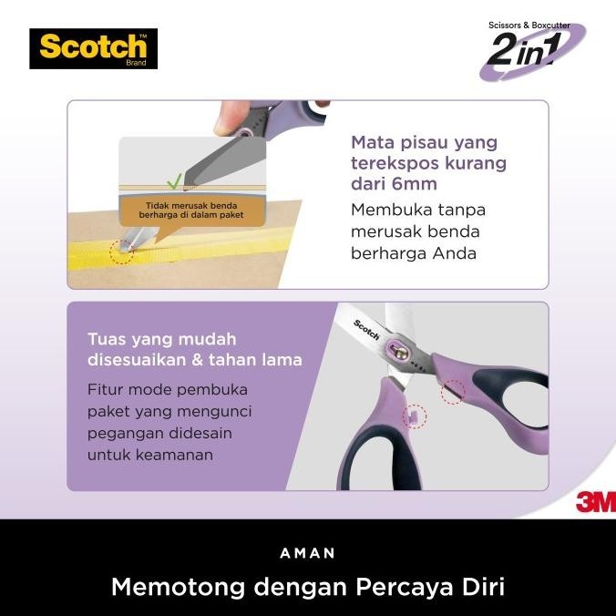 

3M Scotch Unboxing Scissors 1487NS / Purple 7 Inch / Gunting