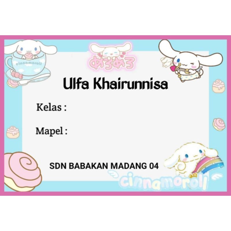 

(ISI 50 PCS) LABEL STICKER BUKU SEKOLAH CUSTOM NAMA MOTIF CINNAMOROLL