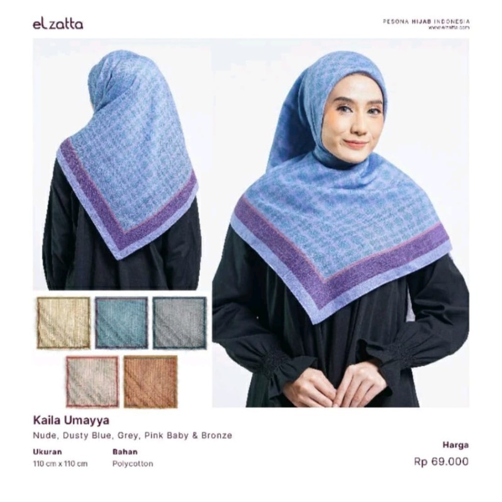 Elzatta Segi Empat Full Motif Kerudung Hijab Jilbab Kaila Umayya