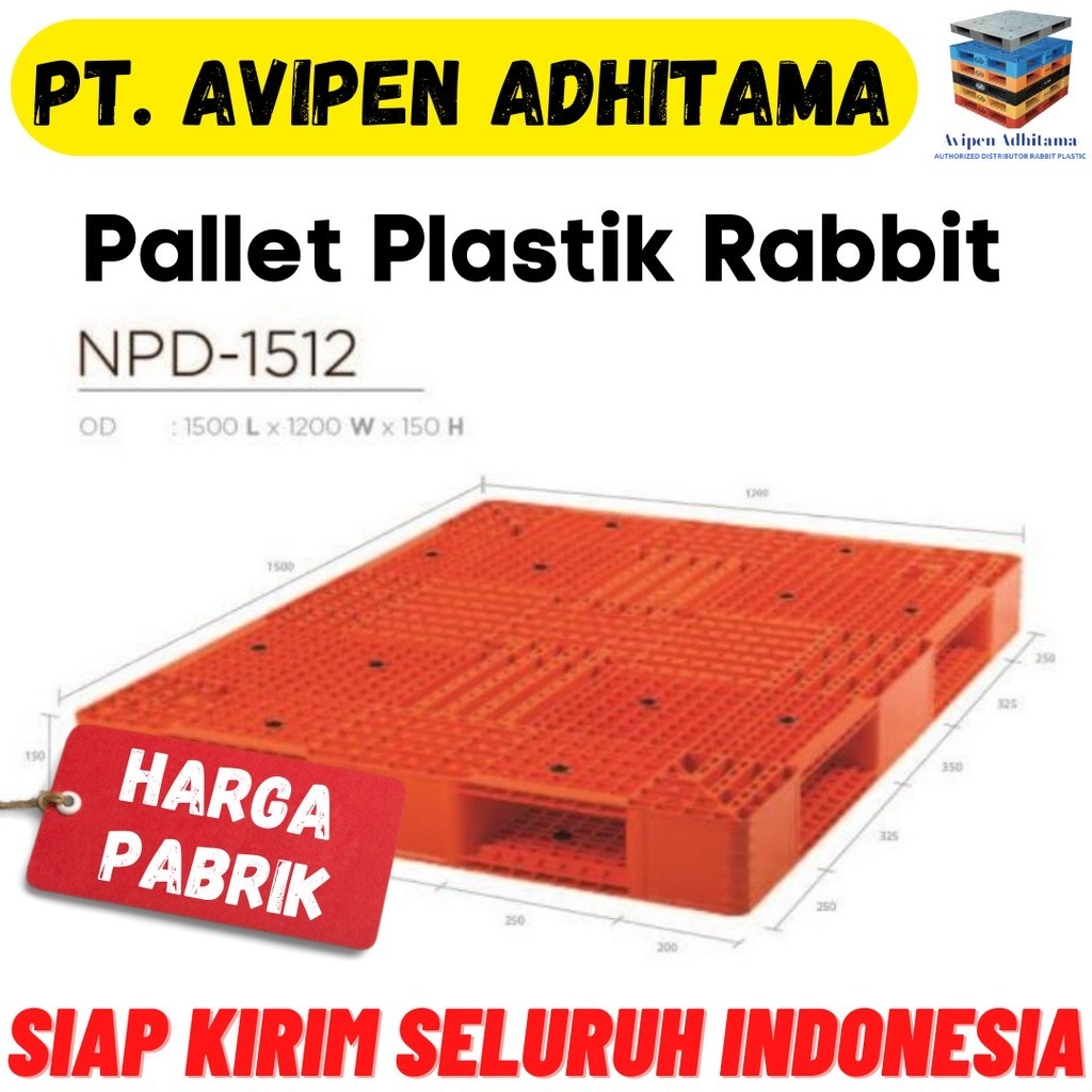 Pallet Plastik Utk Tatakan Barang Gudang baru Jakarta Rabbit NPD 1512 Termurah Langsung Pabrik
