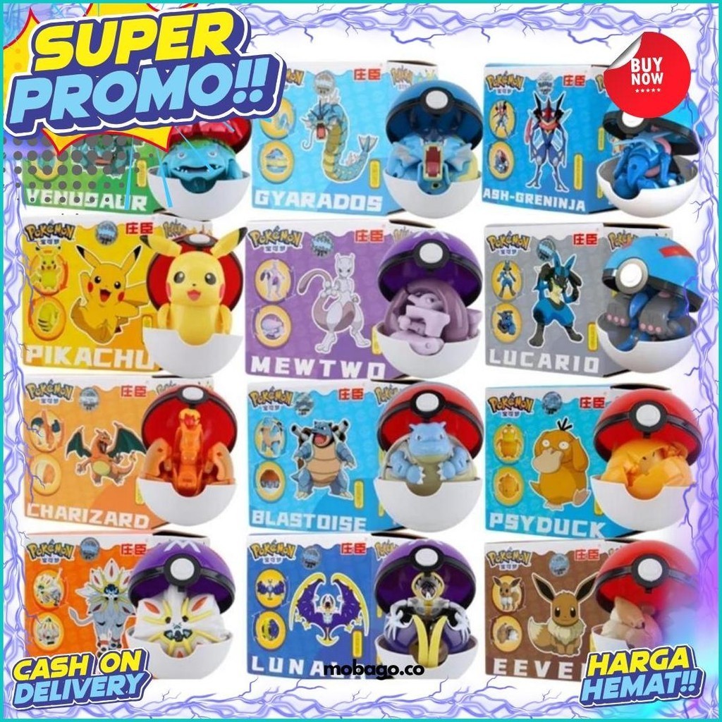 Mainan Figure Pokemon Pokeball / Pokemon Ball / Pokemon Figure Deformation / Pokemon Transform Figur