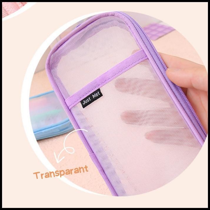 

TERBARU TOPER KOTAK PENSIL JARING TRANSPARANT LUCU MACAROON PASTEL !!!!!!!