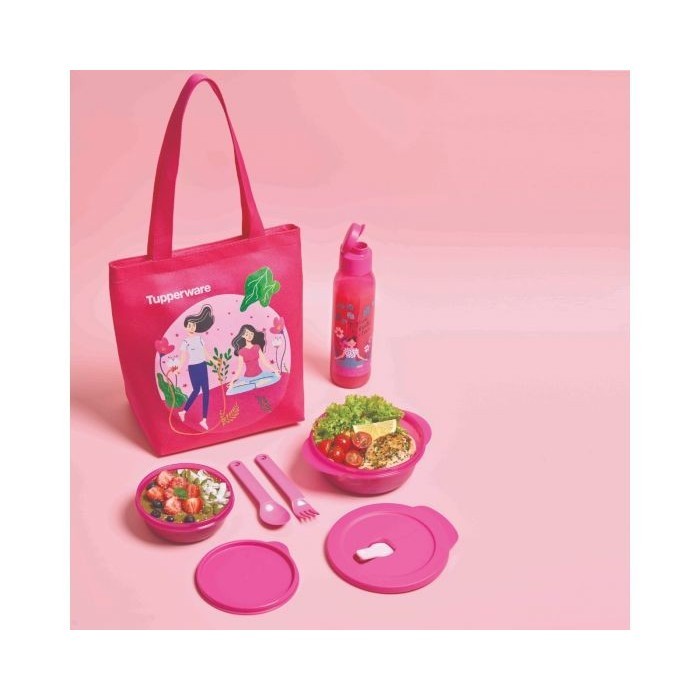 Tempat Makan Tupperware - Tas Makan - Duo Mini Lunch Set Pink