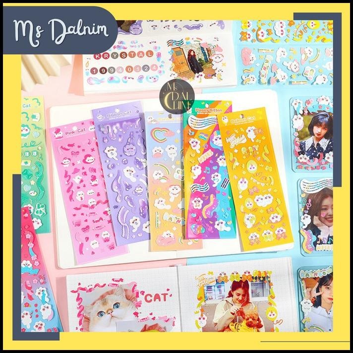 

TERMURAH STIKER HEWAN LUCU UNIK CONFETTI STICKER CAT ANIMAL KOREA GLITER ST72 !!!!