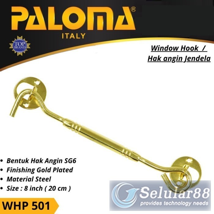 

Paloma WHP501 Window Hook 8inch Penahan Jendela Hak Angin Steel Gold