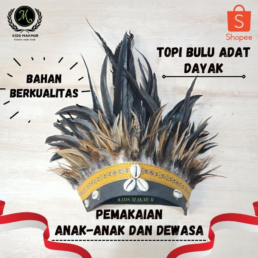 Sale Topi Adat Dayak Etnik Dayak Topi Bulu Dayak Aksesoris Kepala Bulu Dayak Topi Papua Topi Kaliman