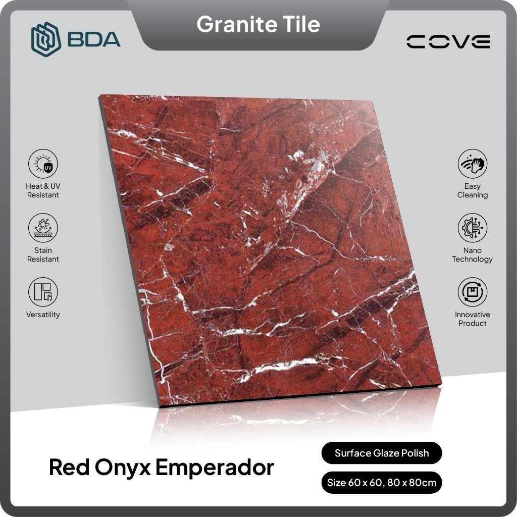 BDA Granite Tile Granit Lantai 60x60 Granit 60x60 Granit 80x80 Red Onyx Emperador