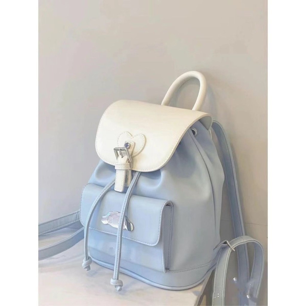 Yugui Dog Ransel Pelajar Lucu Wanita Biru Muda Ransel Ringan Gadis Manis