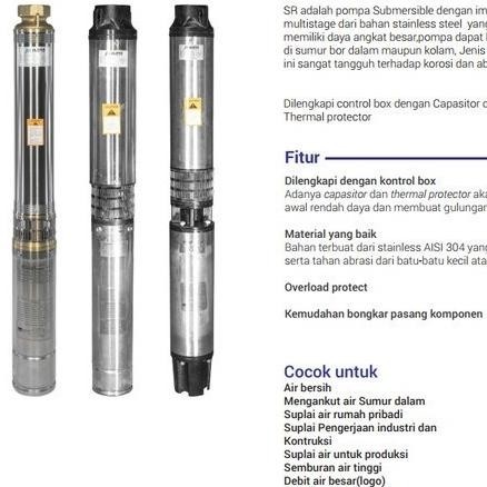 NEW INOTO 4SRM 2006 2hp kabel pendek pompa air submersible