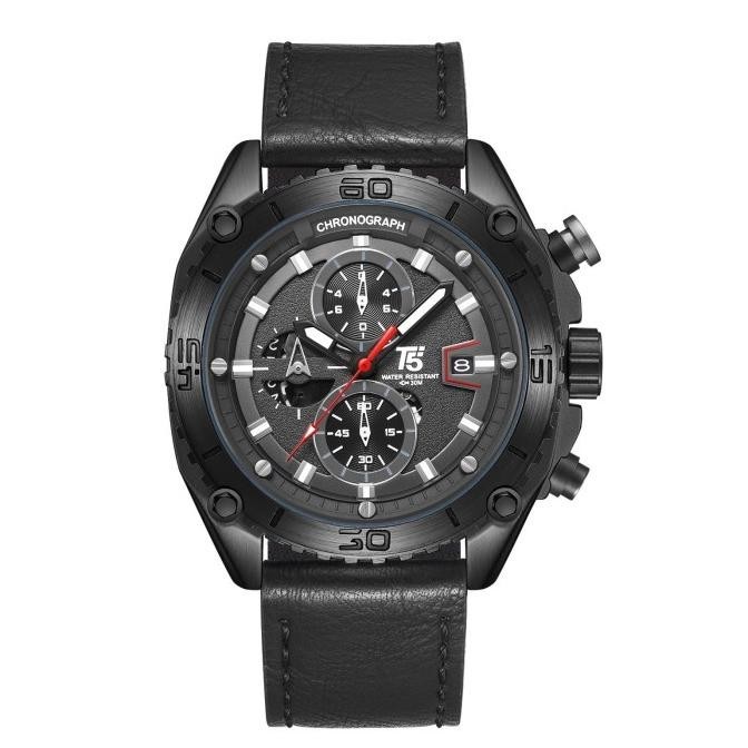 Jam Tangan Pria Original T5 H 3879G Black Silver
