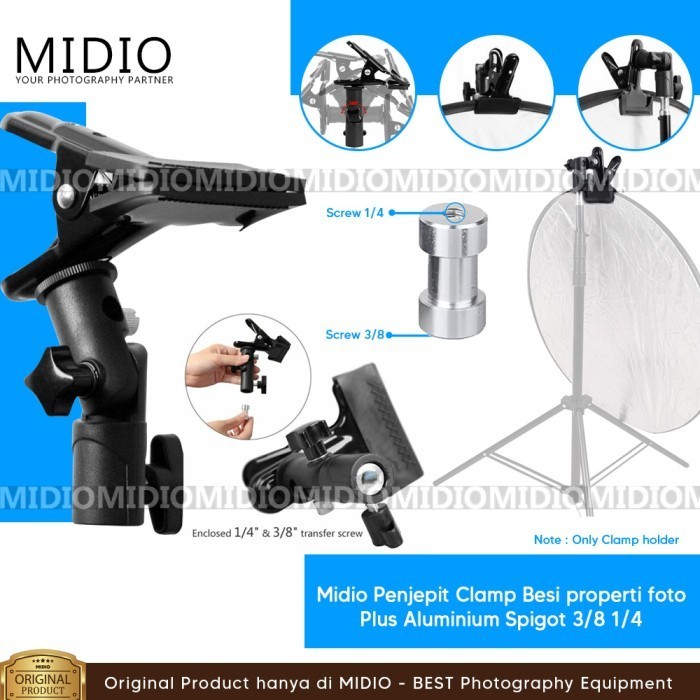 MIDIO PENJEPIT CLAMP BESI PROPERTI FOTO PLUS ALUMINIUM SPIGOT 3/8 1/4