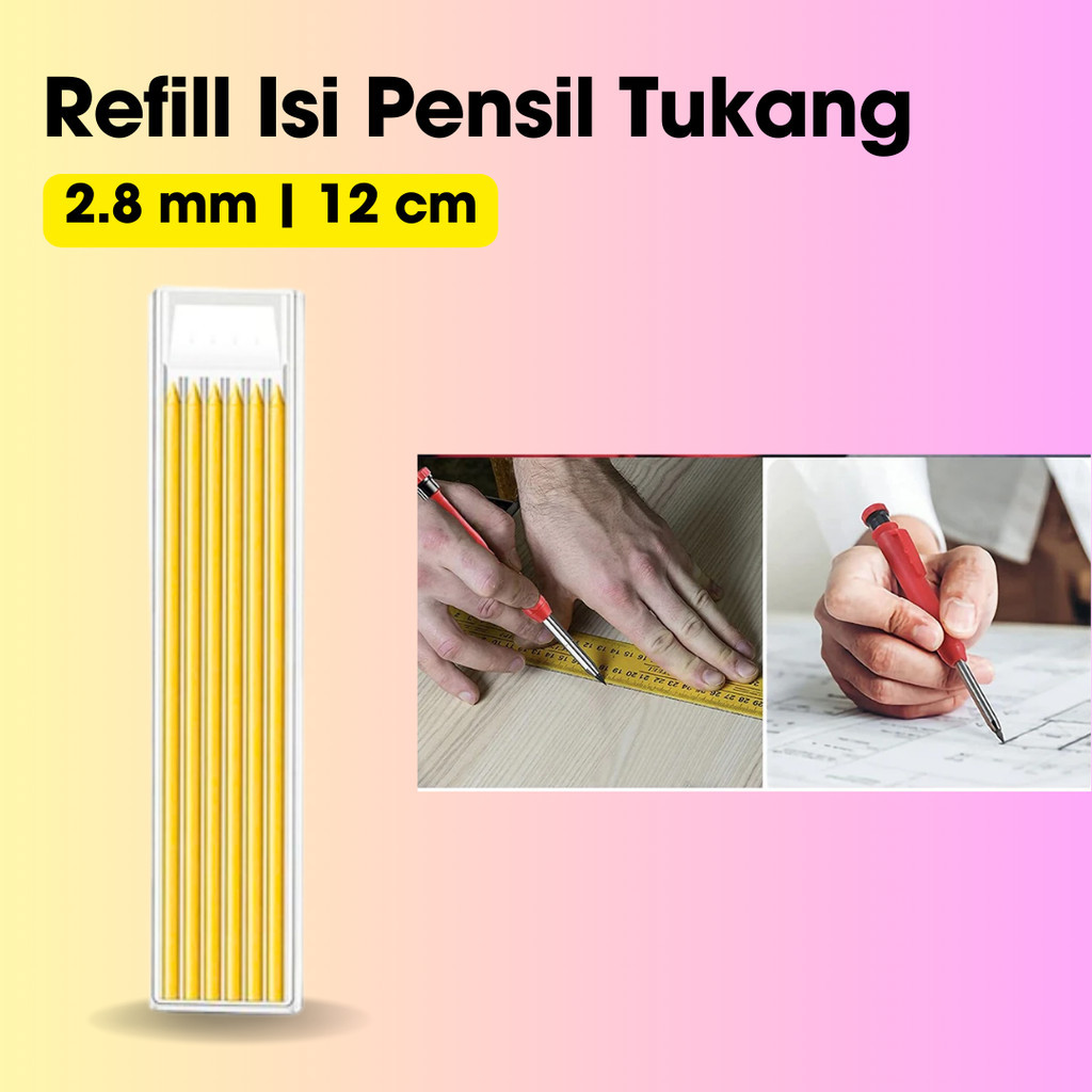 

MROOFUL Refill Isi Pensil Tukang Mekanik Carpenter Pen 2.8mm 6 PCS