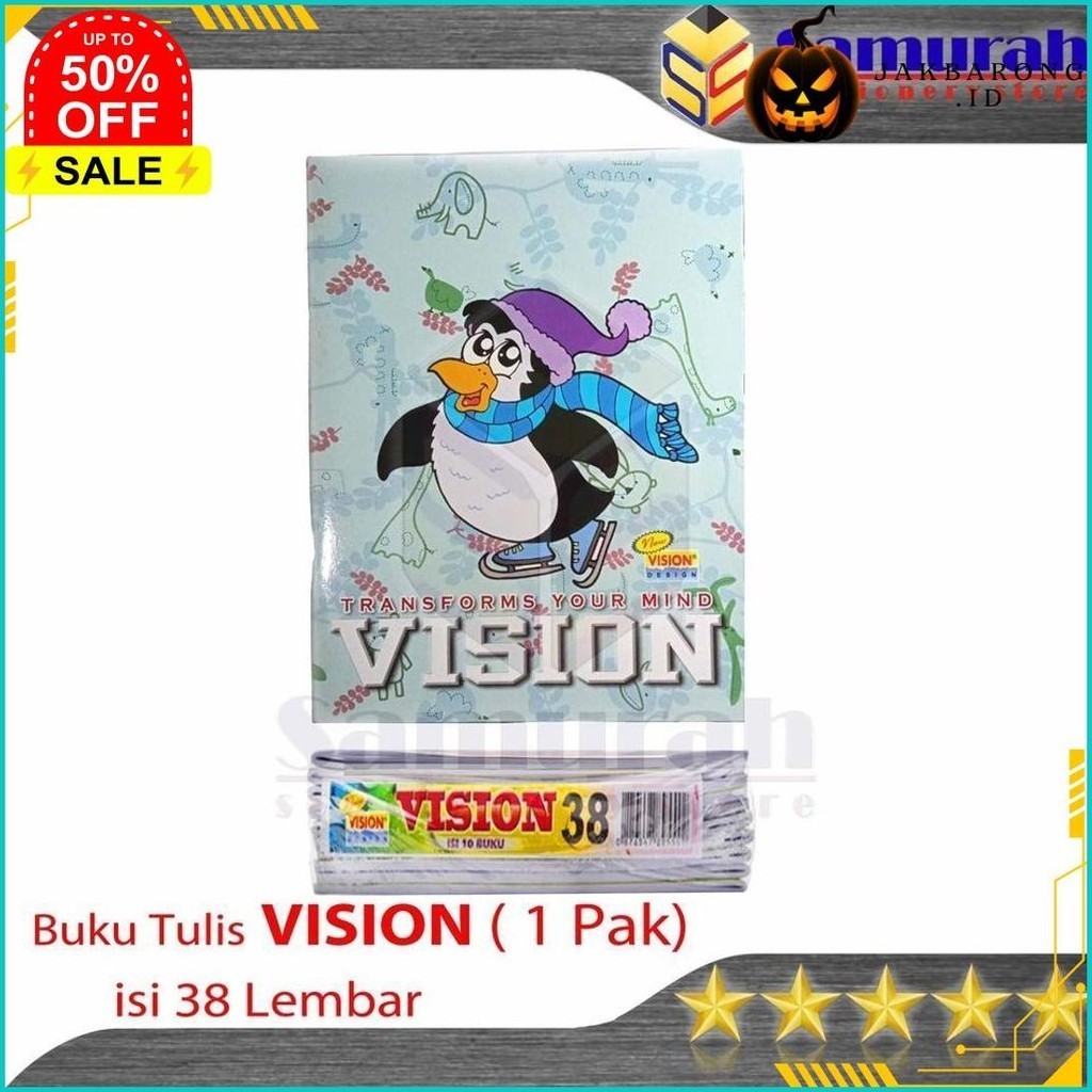 

BUKU TULIS SEKOLAH VISION 38 LEMBAR / BUKU UKURAN QUARTO 38LBR / BUKU TULIS TK SD SMP MURAH 60 GSM GRATIS ONGKIR
