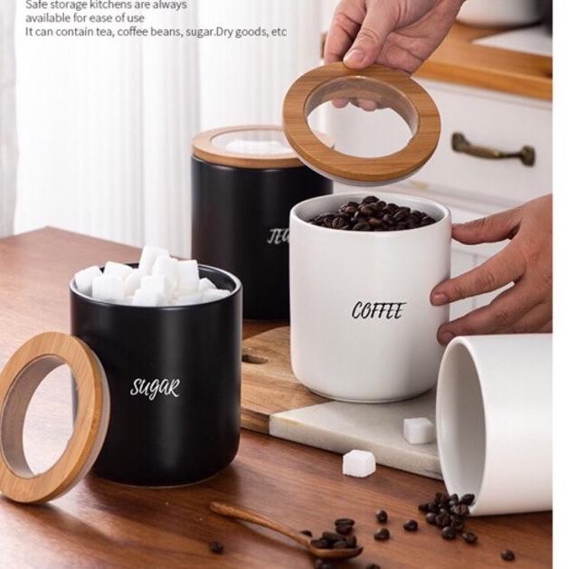[Cod] Tempat Penyimpanan Kopi Teh Gula/Toples Kopi Keramik Set