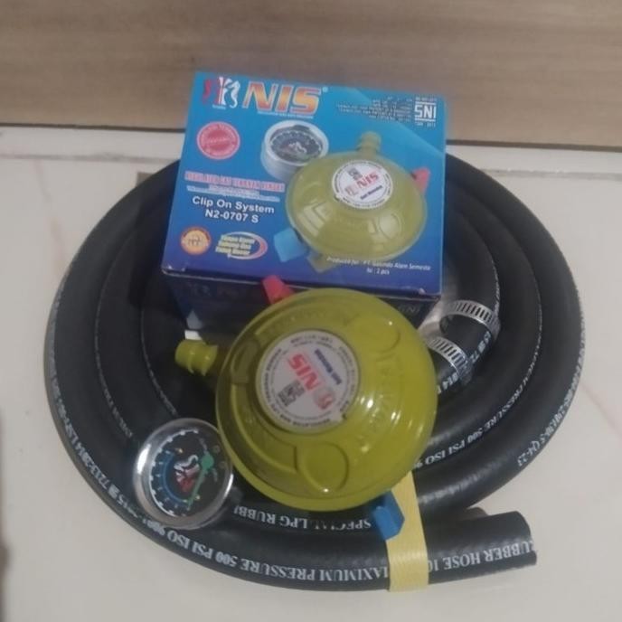 [Ready] Regulator Gas Nis Anti Bocor Double Lock N2-0707S Selang Gas Lpg 3 Lps