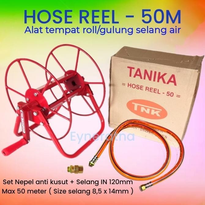 Alat tempat gulungan roll putar selang air 50 meter water hose reel