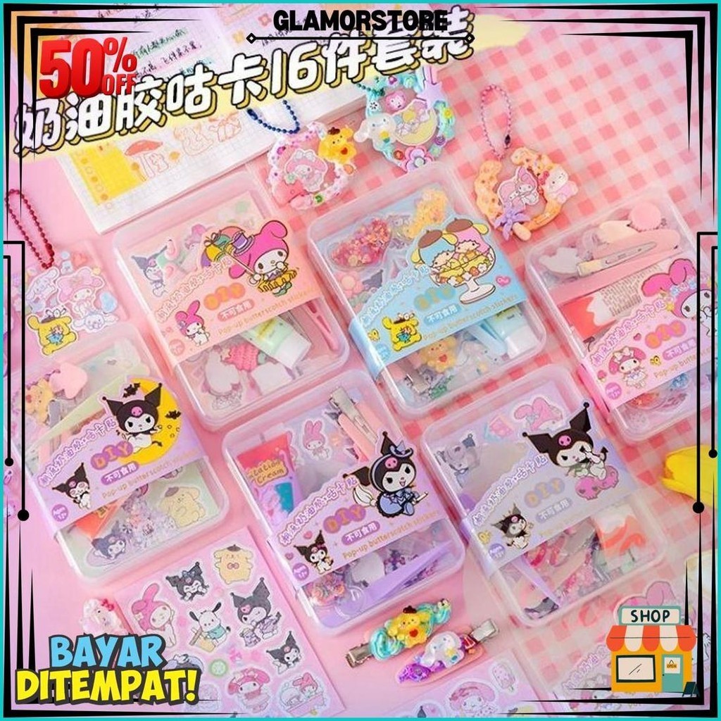 

Stiker Sanrio Set Diy Kotak Kerajinan Lucu Melody Kuromi Cinamonroll Mainan Anak Kotak Sticker Best Seller
