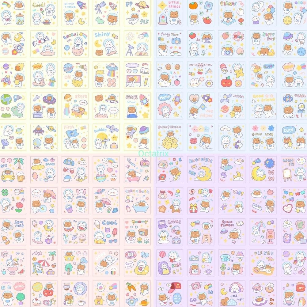 

Sticker Waterproof Anti Air Motif Kartun Lucu Bobo Beruang Luar Angkasa Bear 50/100 Lembar Sticker Aesthetic 100Pcs Sticker Journaling Gratis Ongkir
