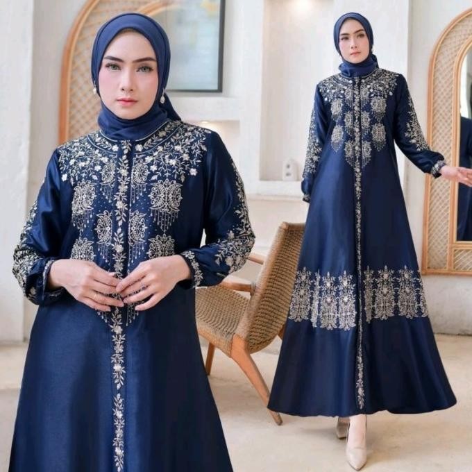 BARU Gamis Lebaran 2024 Cristal Silk Premium Motif Bordir Pintu Aceh 2