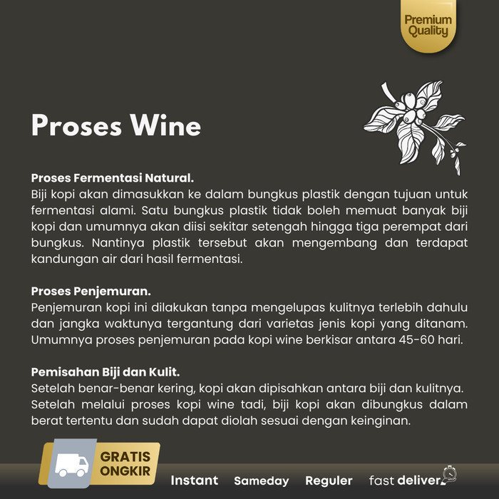 

Northsider Kopi Arabika Gayo Wine Natural Coffee 100G