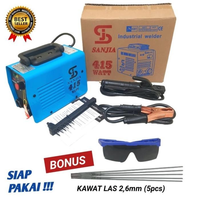 Mesin Las Listrik 415Watt Sanjia/Travo Las Inverter Mma120 + Kawat Las