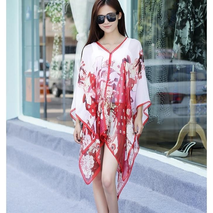 Cuci Gudang Outer Scarf Batik Chiffon Pantai Bahan Sifon Baju Luaran Bali Outer Premium Syal Sutra S