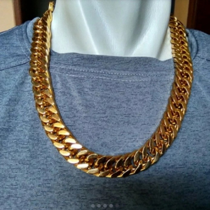 Kalung Pria Rantai Besar Big Size Titanium Gold Emas