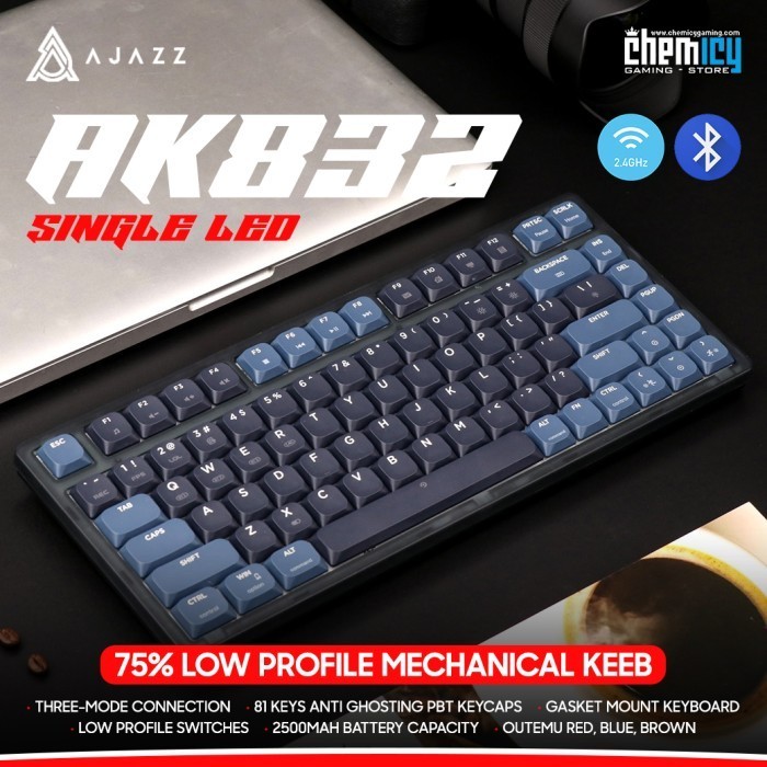 Ajazz Ak832 Low Profile Wireless Mehcanical Gang Keyboard