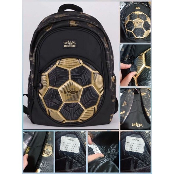 Smiggle Soccer Gold New/Backpack/Lunchbag/Botol