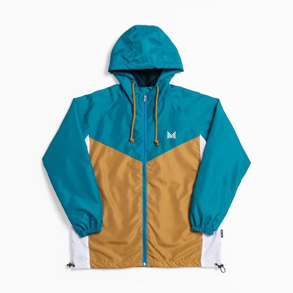 Jaket Pria Distro Keren Mothbless Dbreaker Colour Block Toska Cube