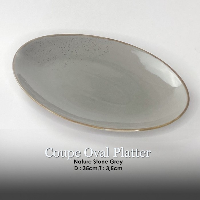 Nate Piring Keramik Fish Plate Lonjong Oval, Couple Oval Platter 35Cm