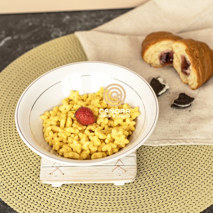 6 Pcs Mangkok Sup Keramik List Emas / Bowl Soup 7 Inch - 17.5 Cm