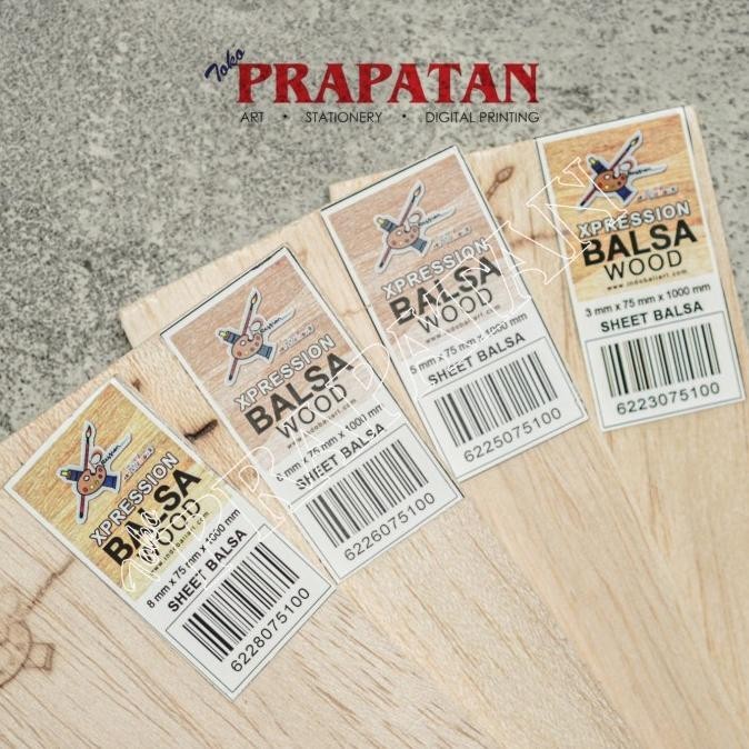 Kayu Balsa Sheet Papan 8mm Sheet 7.5x100cm / Balsa Wood / Kayu Maket