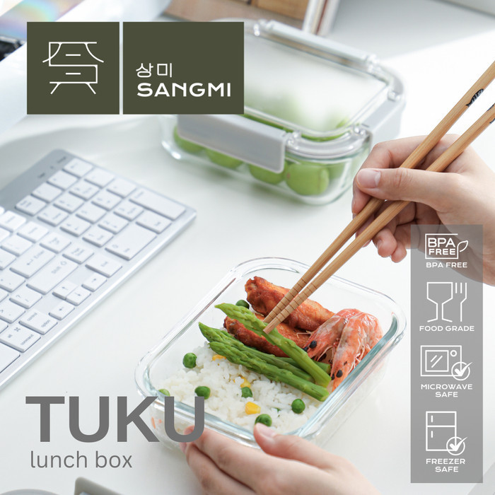 SANGMI TEMPAT MAKAN KOTAK BEKAL MAKANAN LUNCH BOX KACA MICROWAVE SAFE