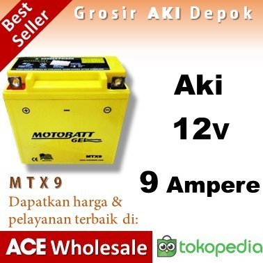Aki Motor, Motobatt, Mtx9, 12 V 9 Ah, Motobat, Aki Motor, Baterai