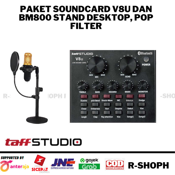 

PAKET PODCAST BM800 SOUND D V8U STAND DESKTOP POP FILTER TAFFSTUDIO