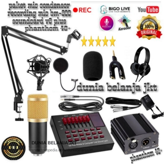 

PAKET MIC CONR RECORDING BM-800 SOUNDD V8 PLUS PHANTOM 48+