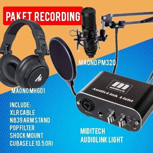 

PAKET HOME RECORDING MIDITECH AUDIOLINK LIGHT, MAONO MH601 PLUS MIC