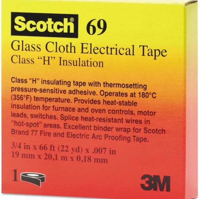

hanya disini] 3M Scotch 69 Glass Cloth Electrical Tape Class H 180