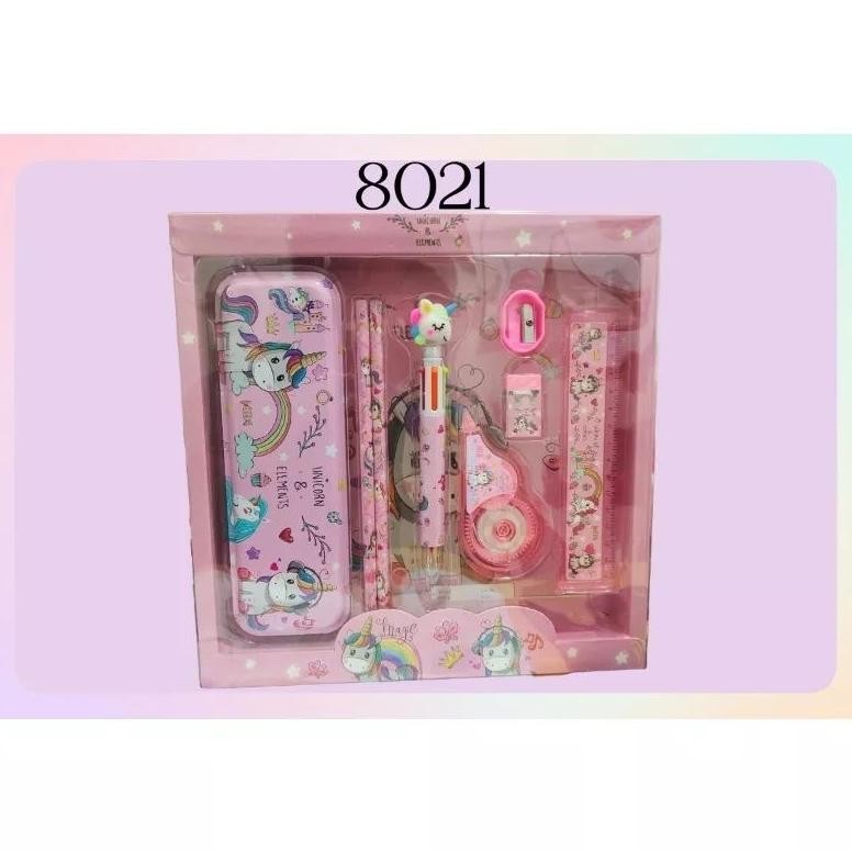 

8021 Set Alat Tulis Souvenir Ultah Isi 8 Pcs Ada Type-X & Pen Cetek Promo