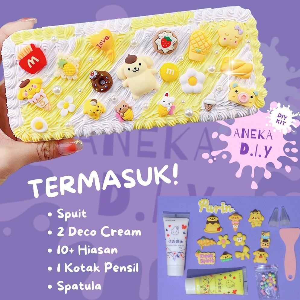 

hj-45 Kit Kotak Pensil DIY / DIY Deco Cream Kit / DIY Pencilcase / DIY Kotak Pensil / Cream Glue Set / Tempat Pensil Menghias / DIY Kit Kotak Pensil / Deco Cream Clay Pencil Box Premium