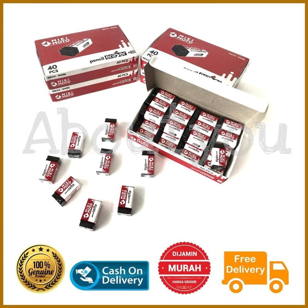 

Grosir 1 Box Isi 40 Pcs Penghapus Pensil / Eraser Kecil Hitam Putih Warna Warni Premium 4B Sale